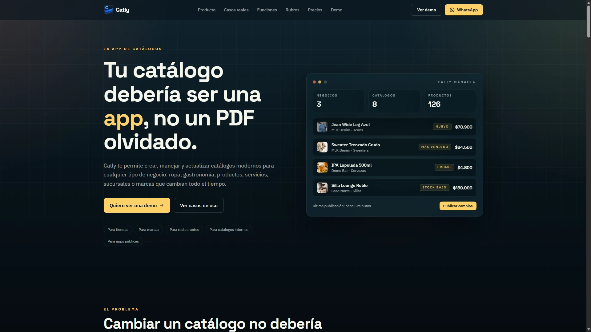Catly: product introduction and catalog preview.