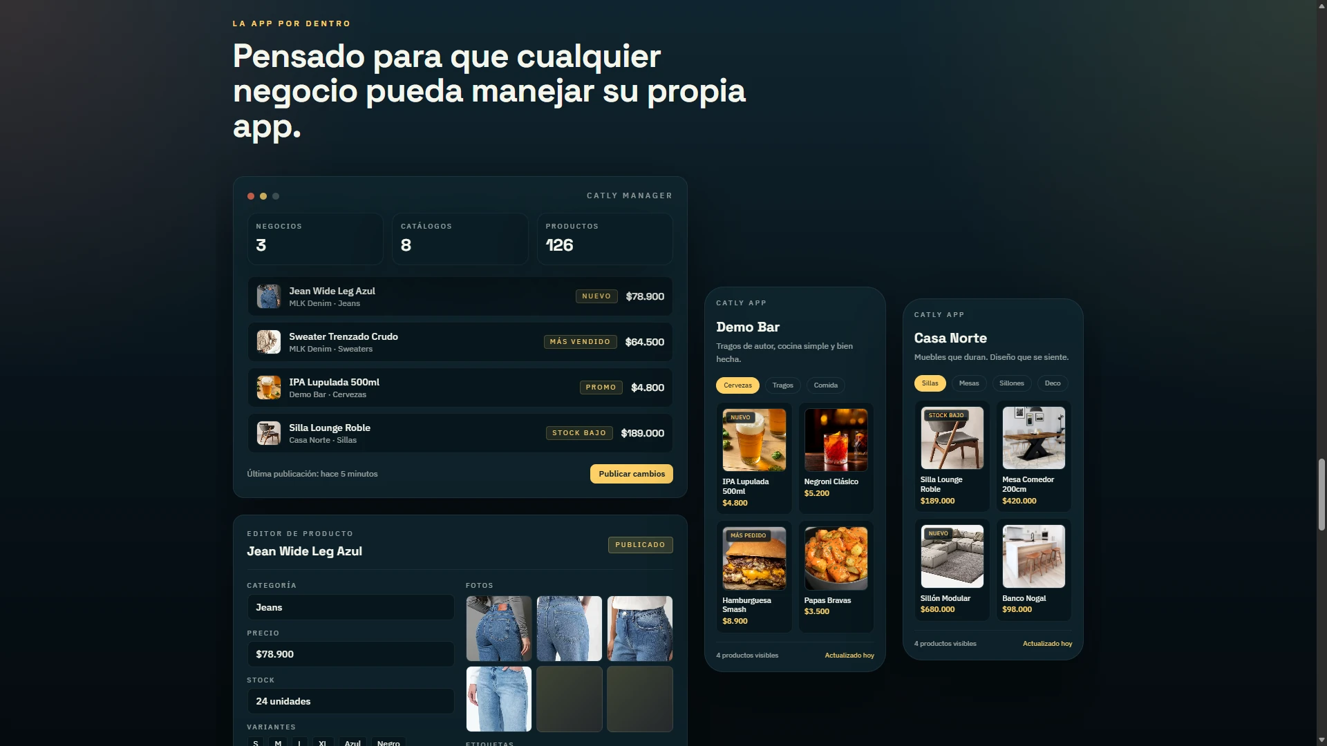 Catalog administration and storefront examples.