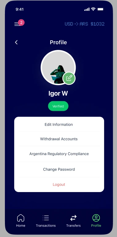 Profile and account settings.