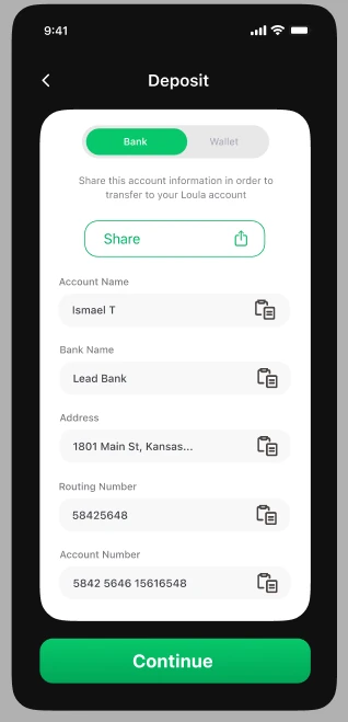 Bank deposit instructions.