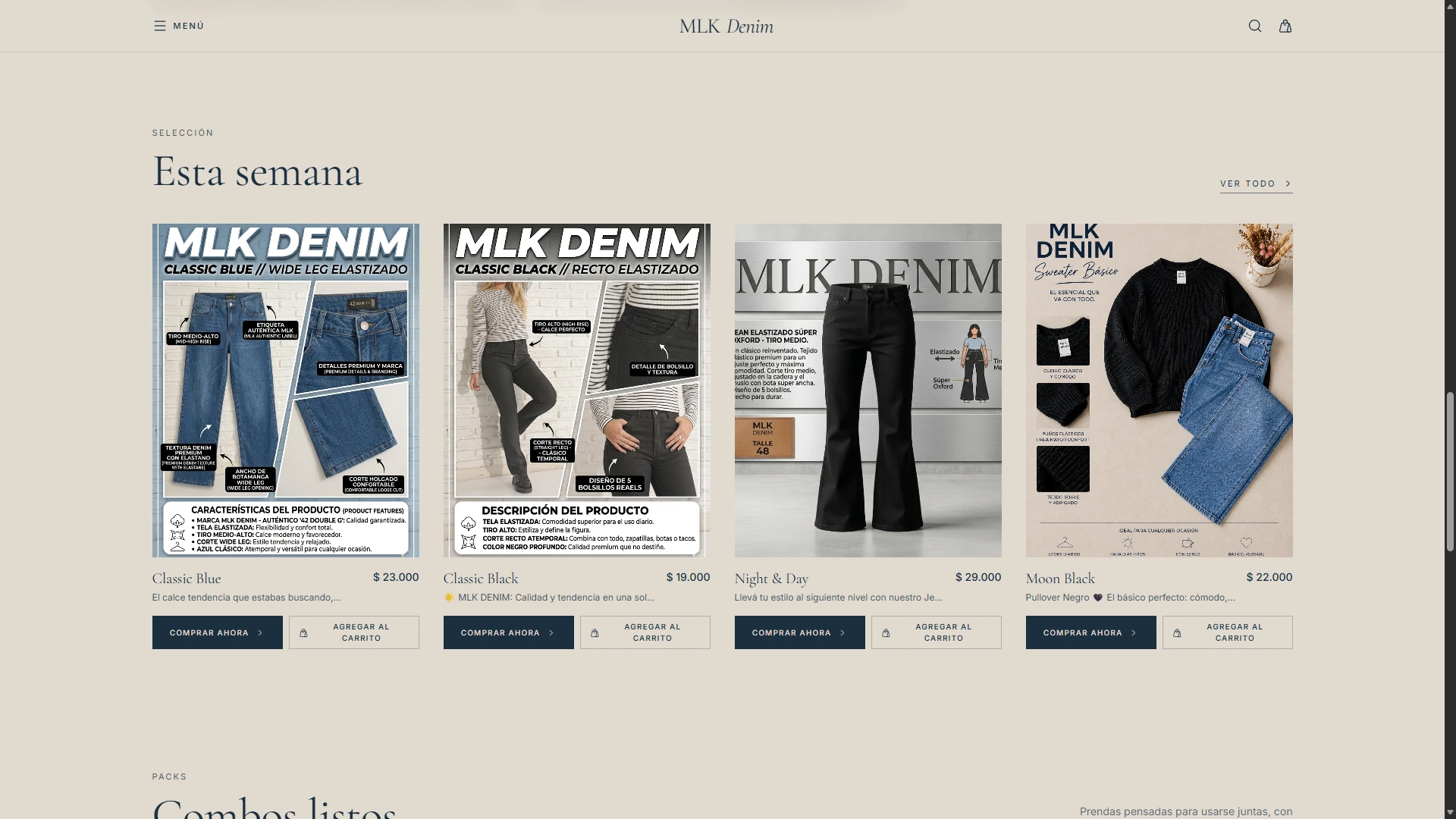 Featured products with ordering controls.