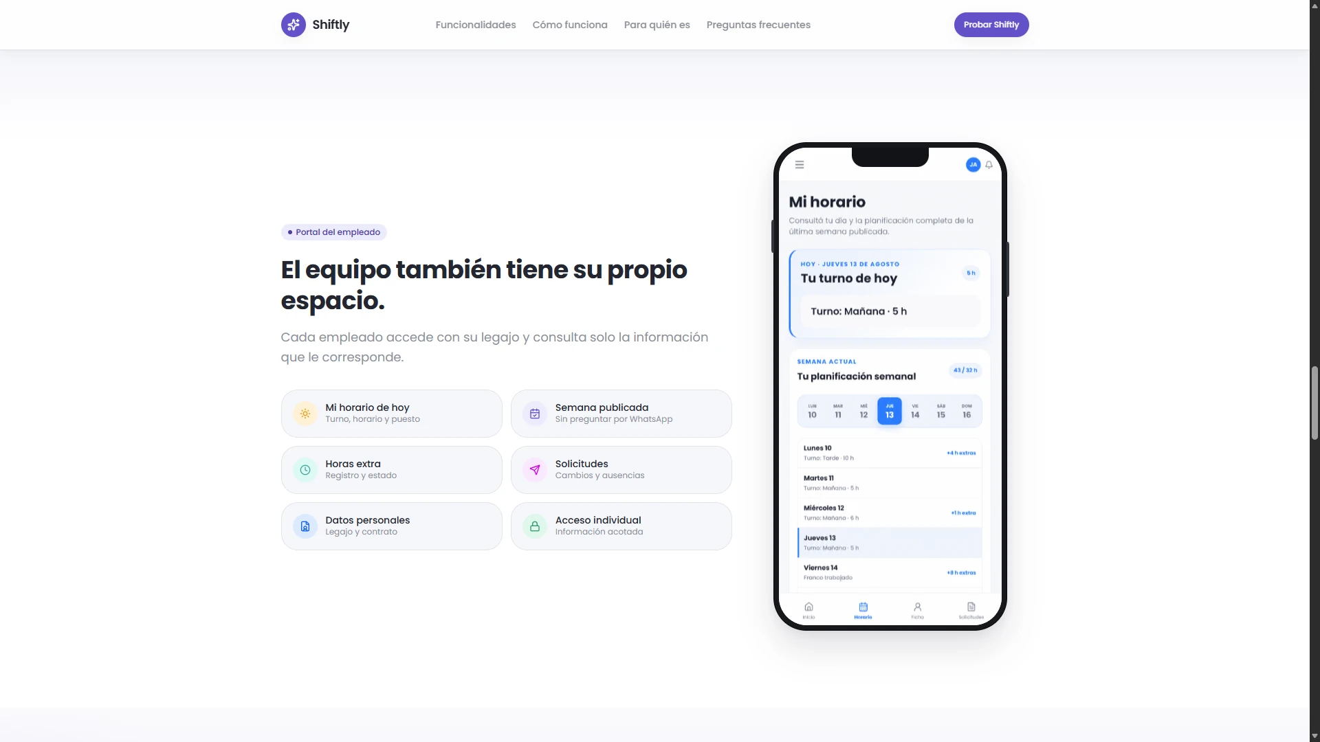 Employee schedule on mobile.